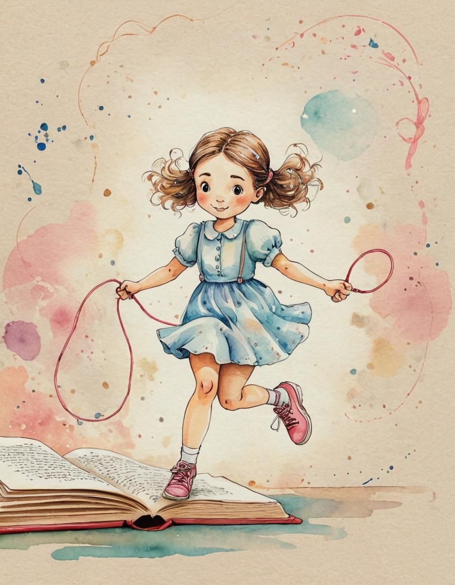A girl  skipping rope
