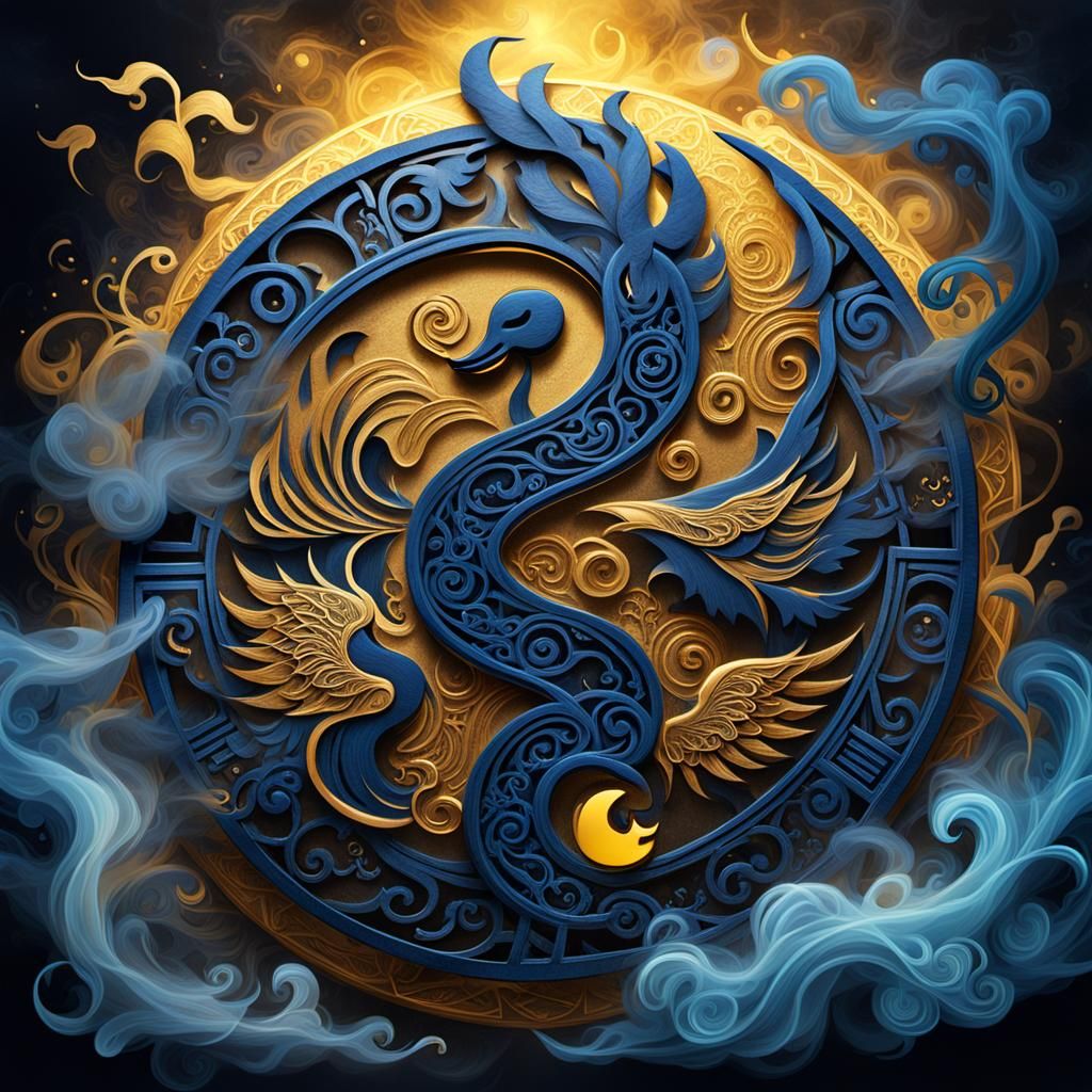 Mystical Wu Tang Symbol in Ethereal Smoke