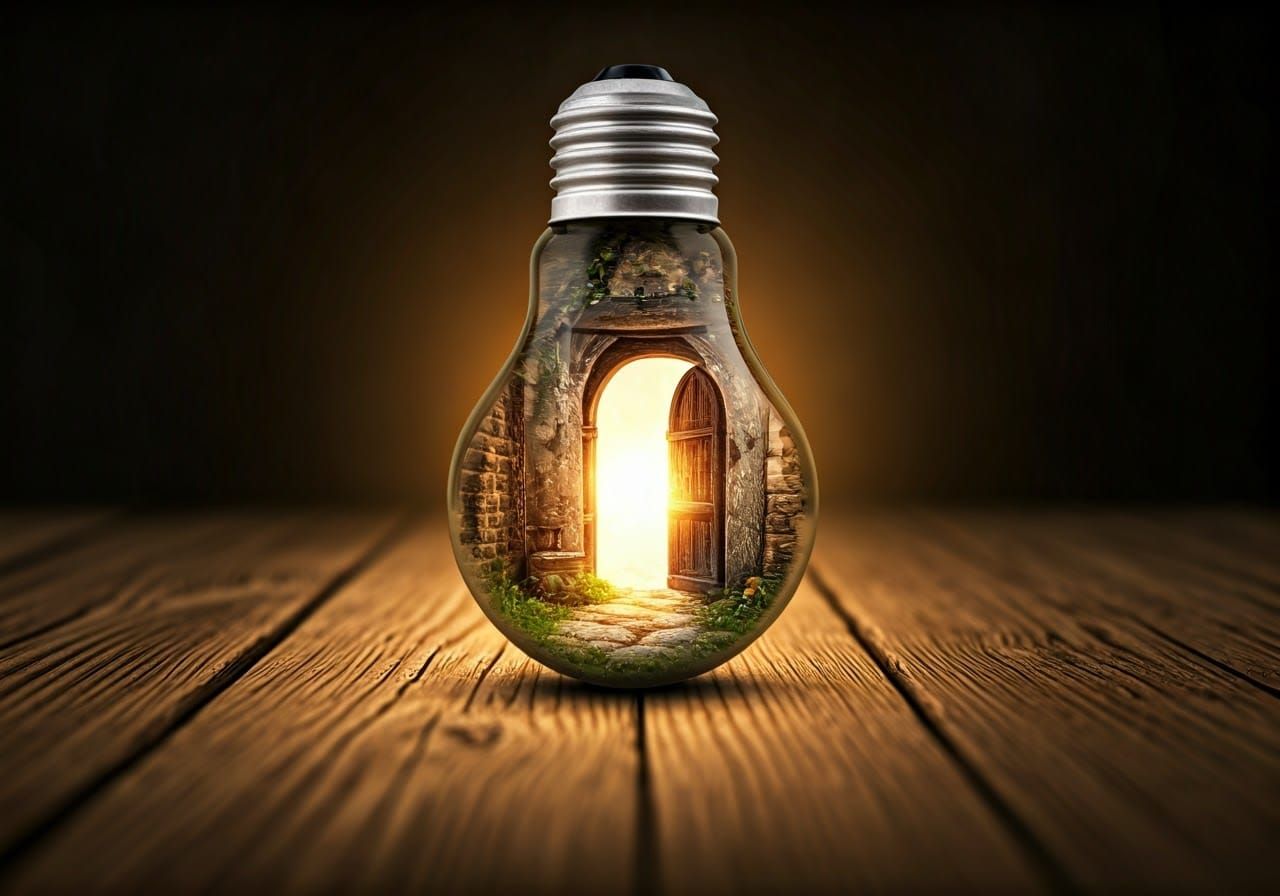 Miniature Medieval World Inside a Lightbulb