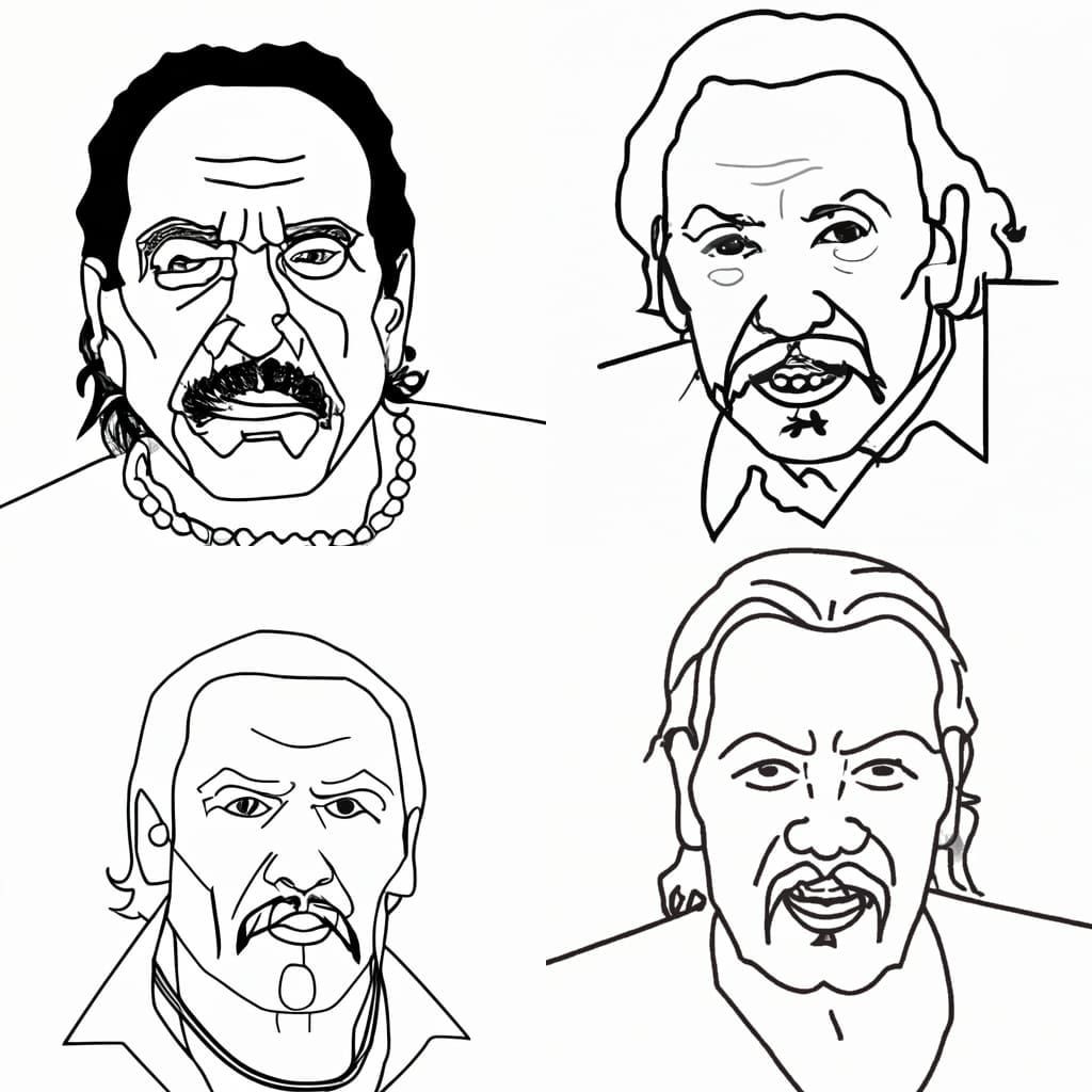 A four creation series - line art of Danny Trejo