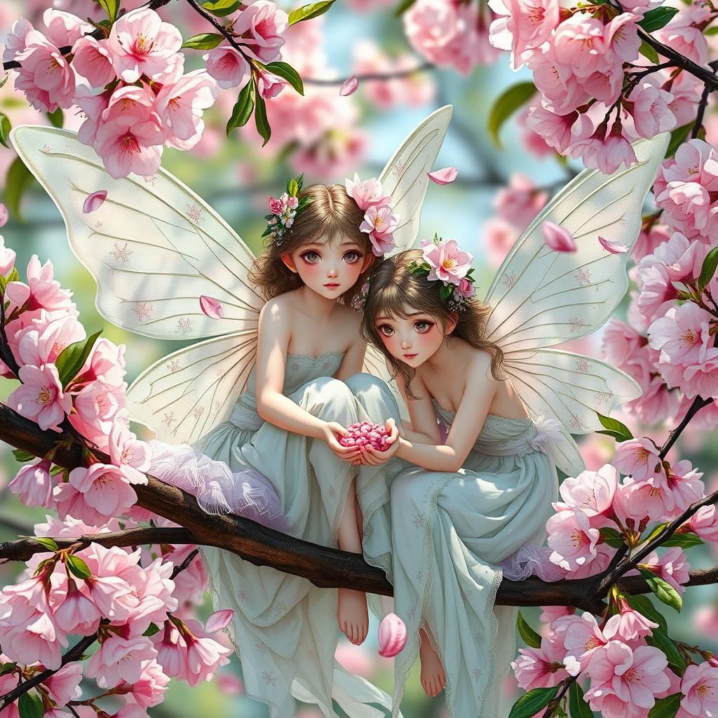 Cherry Blossom fairies ready to drop their blossom onto passers by
