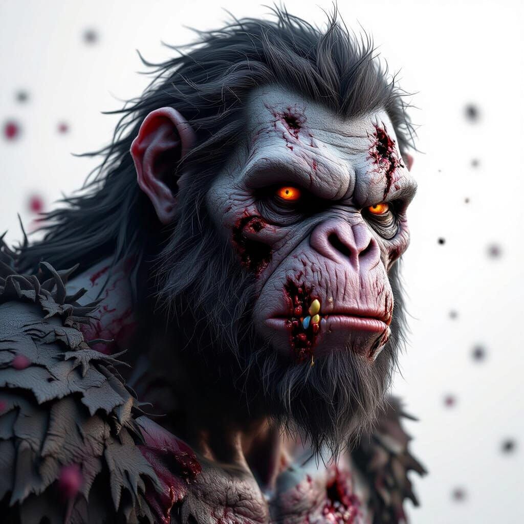 Zombie Ape NFT in Detailed Matte Painting Style