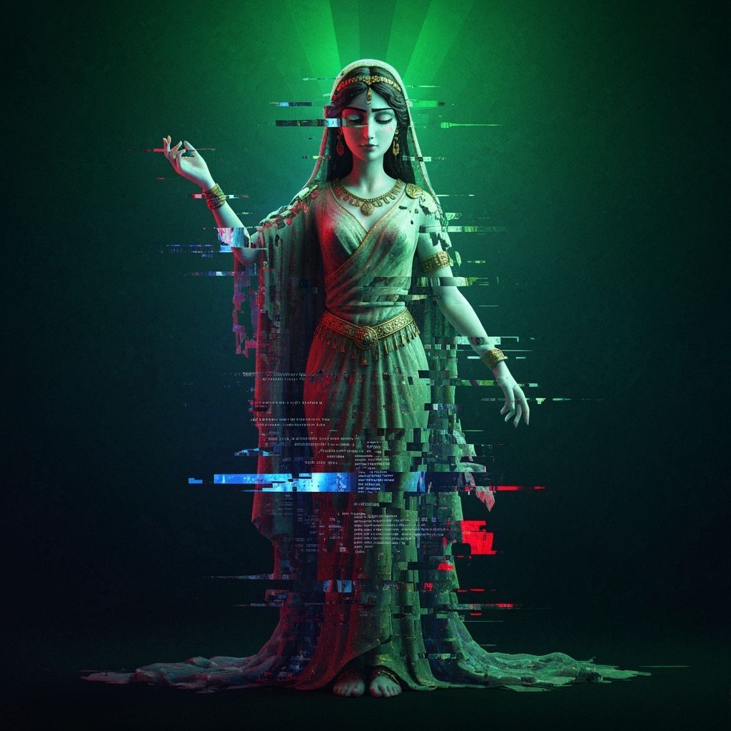 Corrupted Persian Goddess in Cyberpunk Style