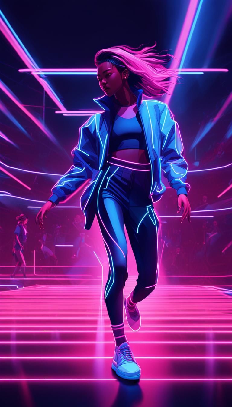 Kpop Idol Dancing in Neon Cyberpunk Nightclub