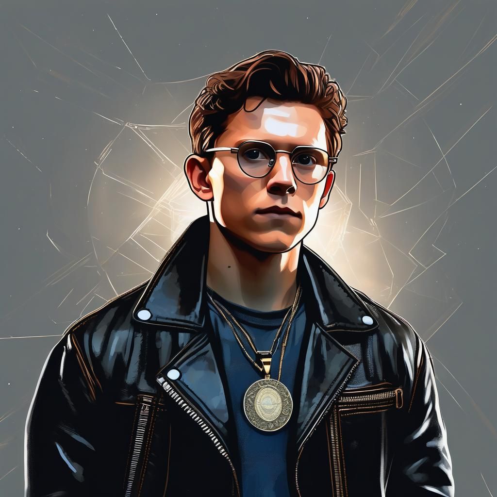 Man in Leather Jacket, Digital Art Portrait