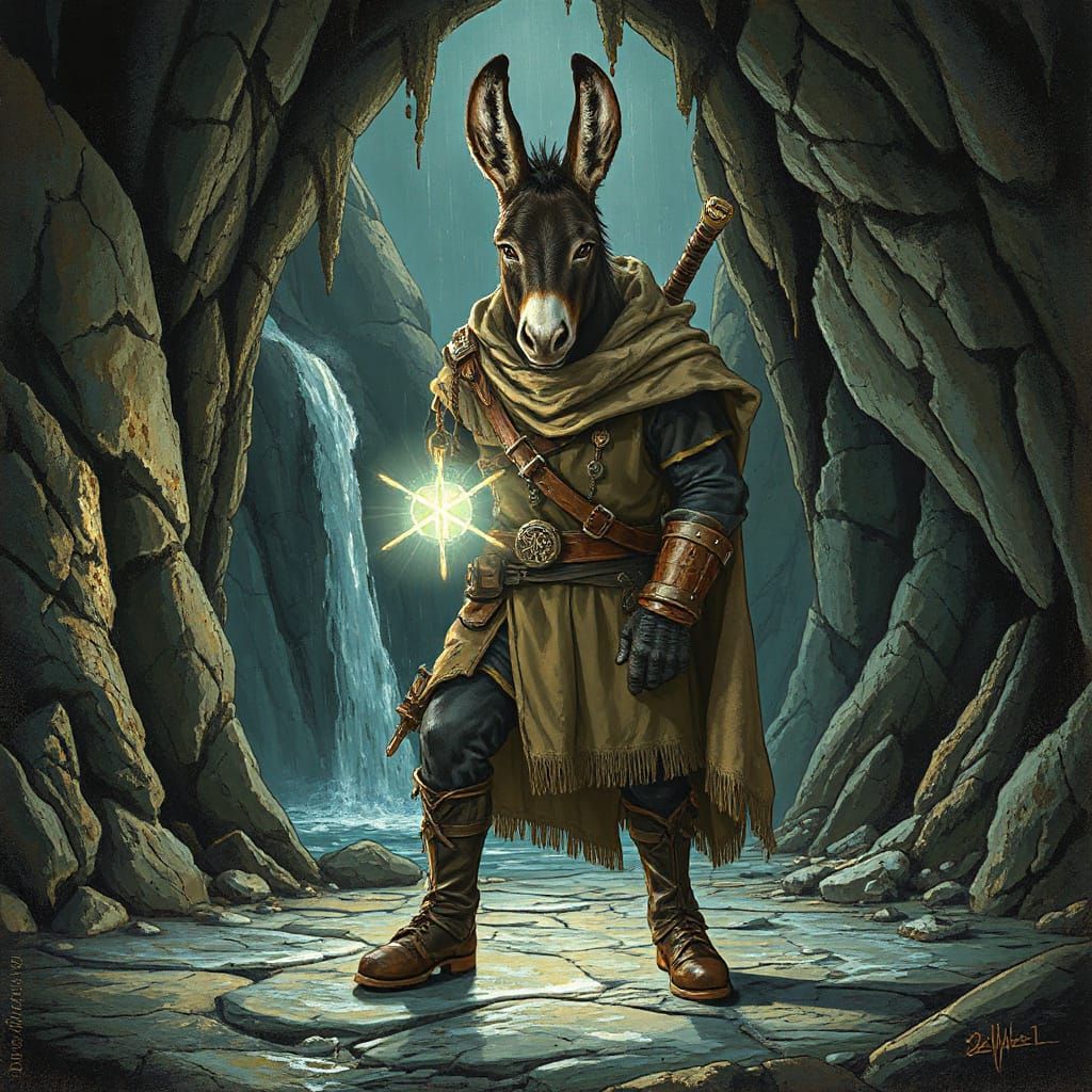 Donkey Adventurer in Mysterious Cave