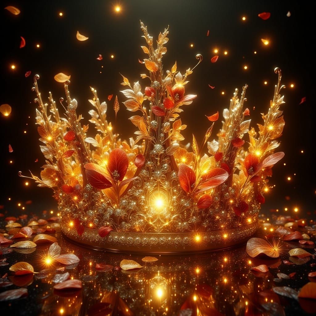 Golden Autumn Crown with Ethereal Glow - Jewelry Photography