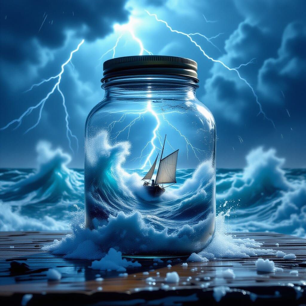 Ocean Storm in a Glass Jar: Cinematic Lighting