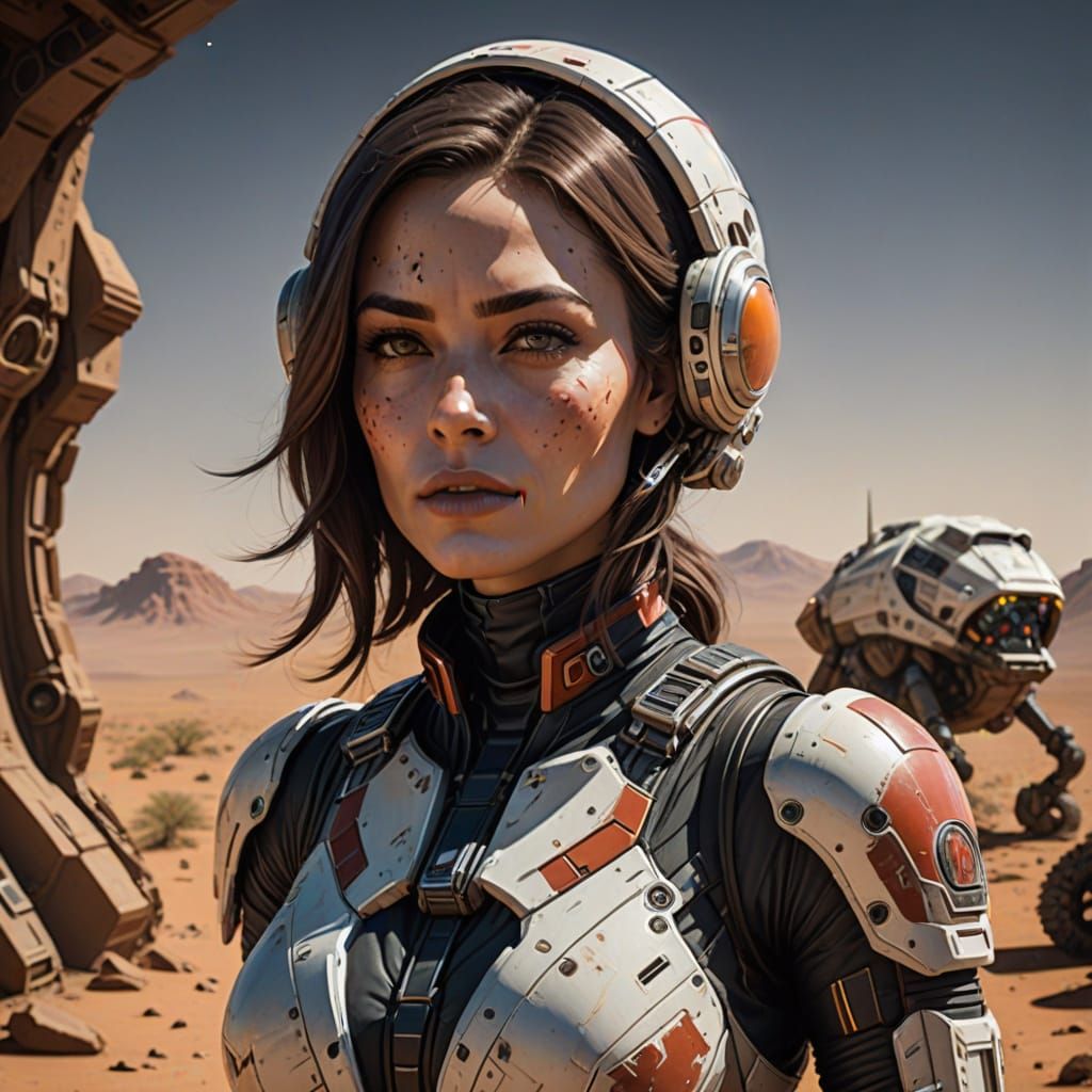 Glamorous Martian Woman in Science Fiction Art