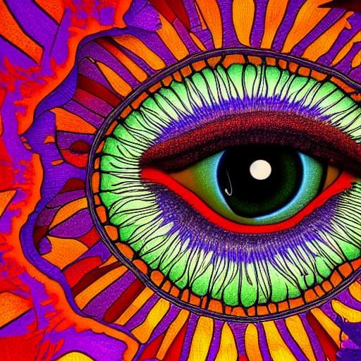 Psychedelic Portrait with Intricate Coloration