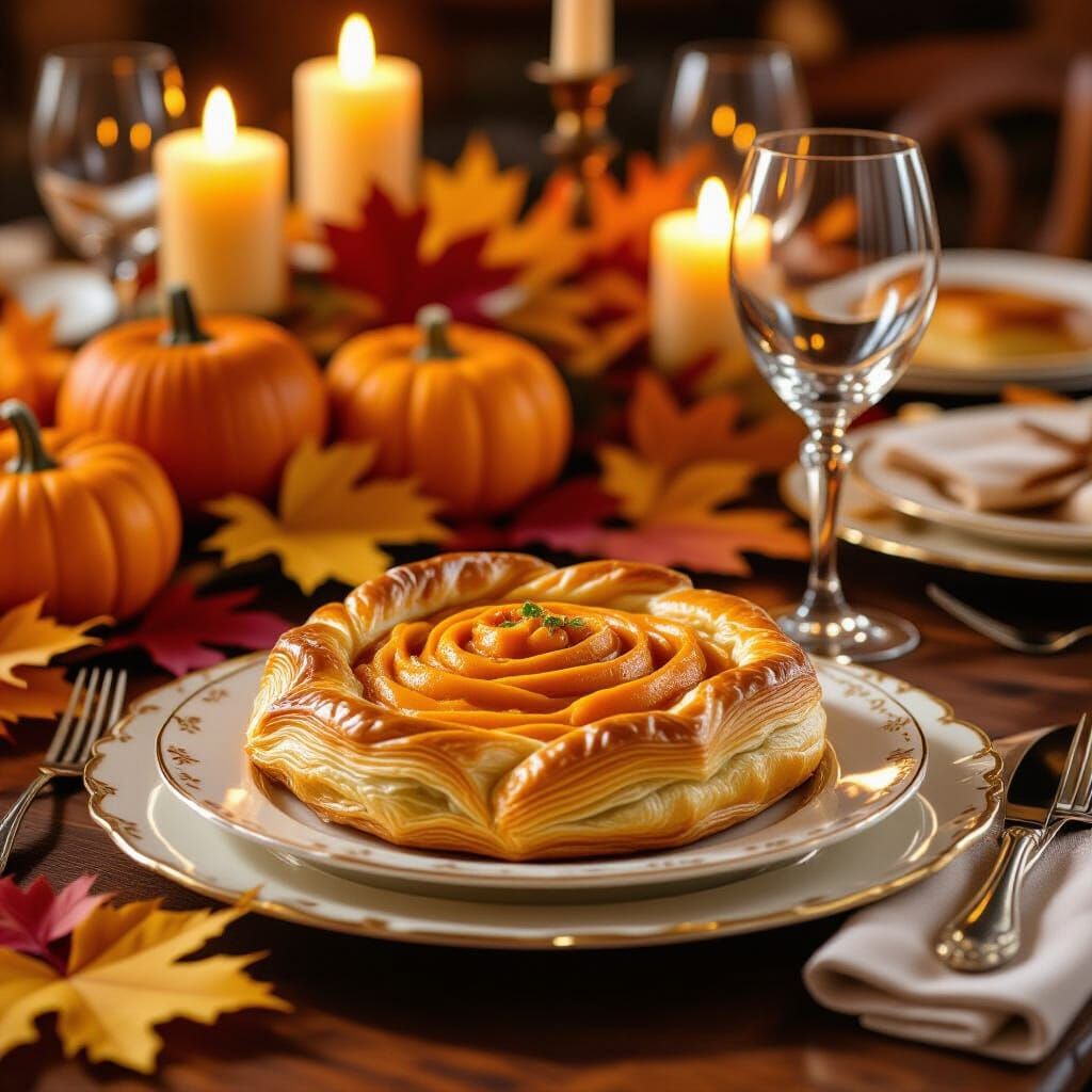 Thanksgiving Pumpkin Pastry in Photorealistic Style