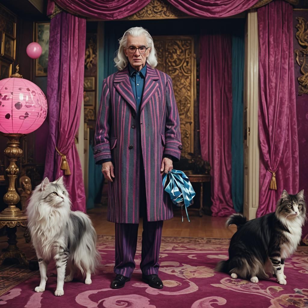 Elderly Man in Opulent Setting, Cinematic Still