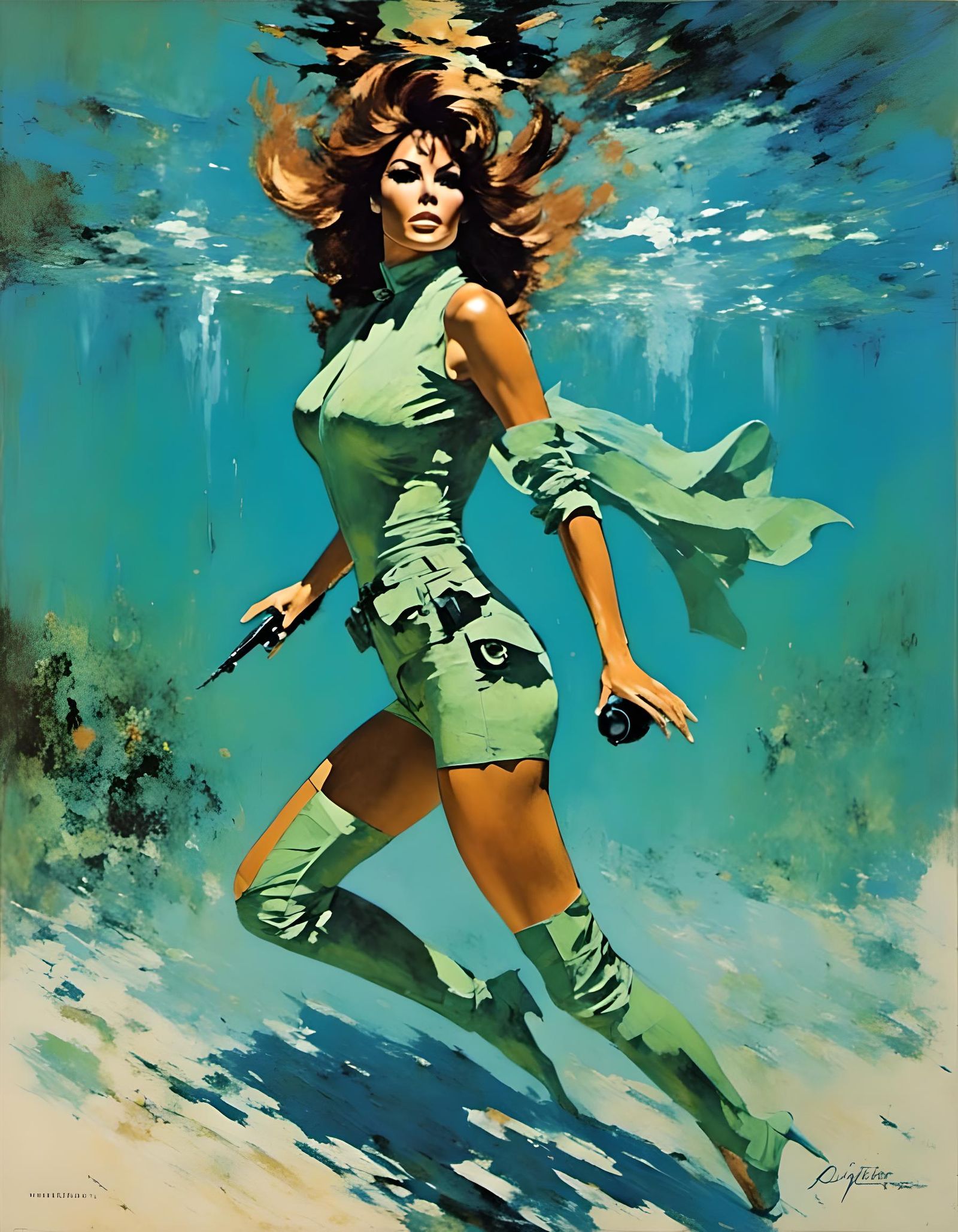 Raquel Welch Underwater in Futuristic Jumpsuit
