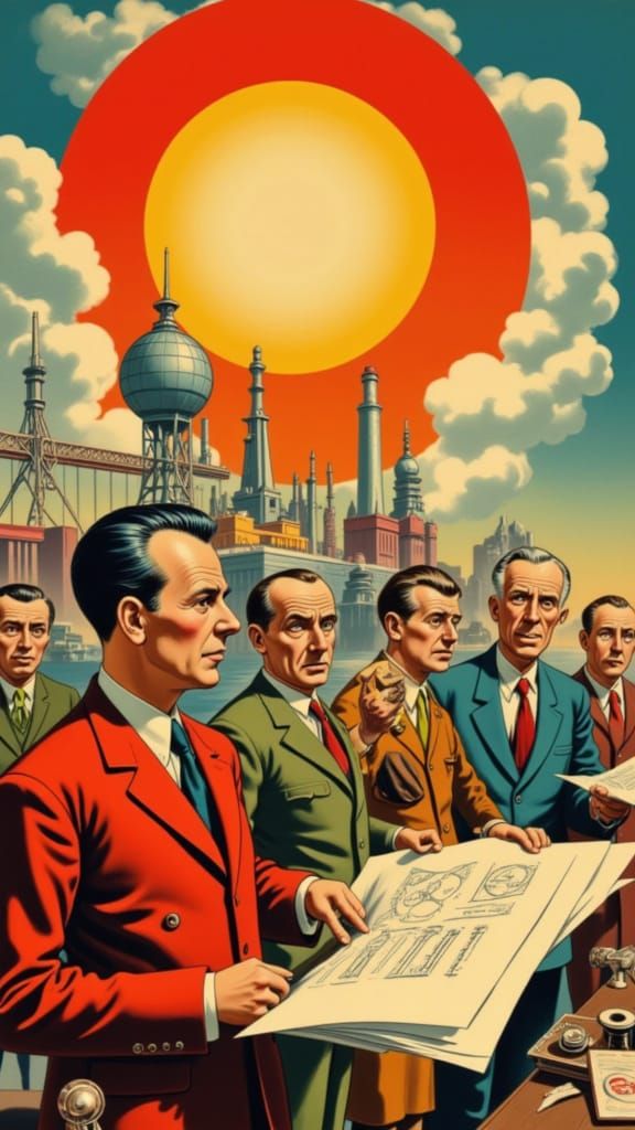 Soviet Scientists as Heroes in Propaganda Poster Style