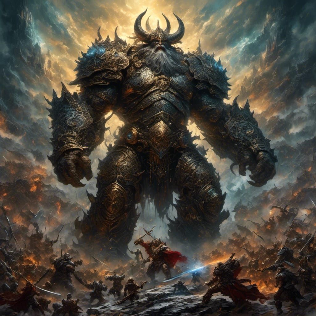 Victorious Dwarven Battle-Titan on Apocalyptic Battlefield