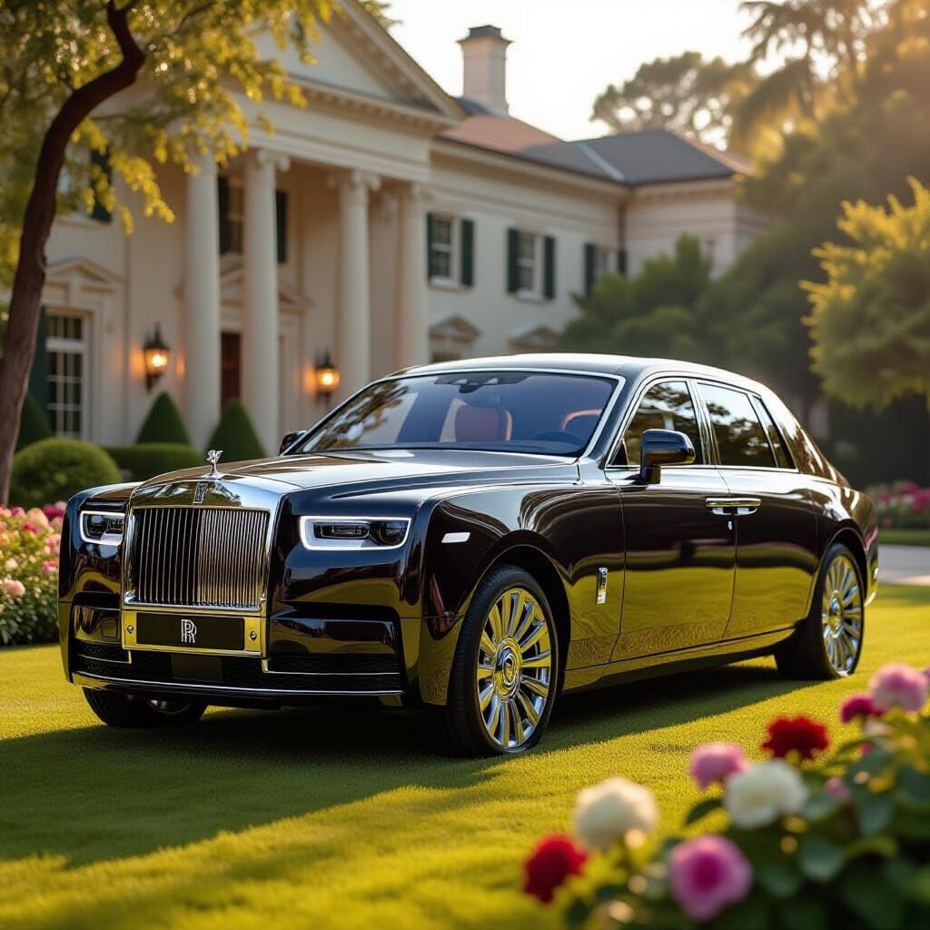 Luxurious Rolls Royce Phantom on Manicured Lawn