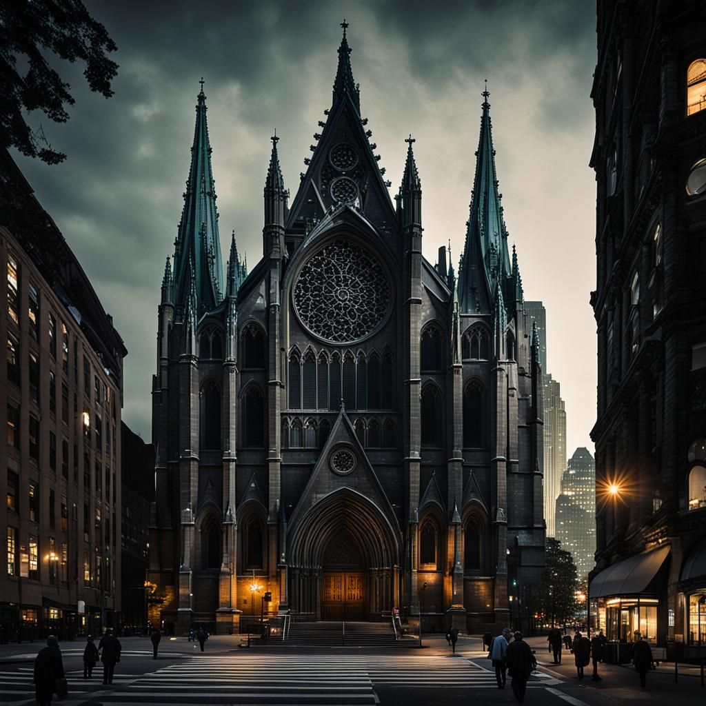 Pendragon Cathedral at Night in New York