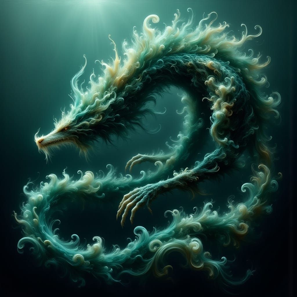 Ethereal Water Dire Wolf in Biomechanical Style