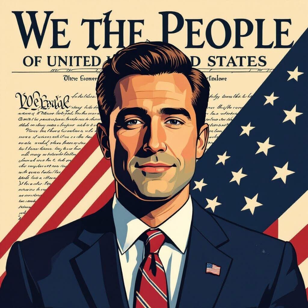 Charlie Kirk in Vintage American Propaganda Art Style