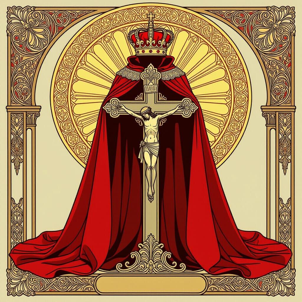 Ruby Cloak and Crown on Silver Cross