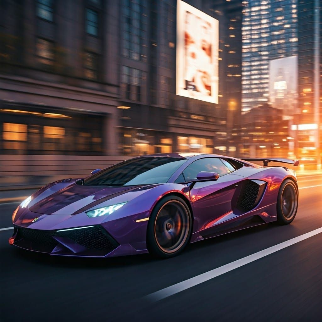 Futuristic Purple Supercar in Cyberpunk Style