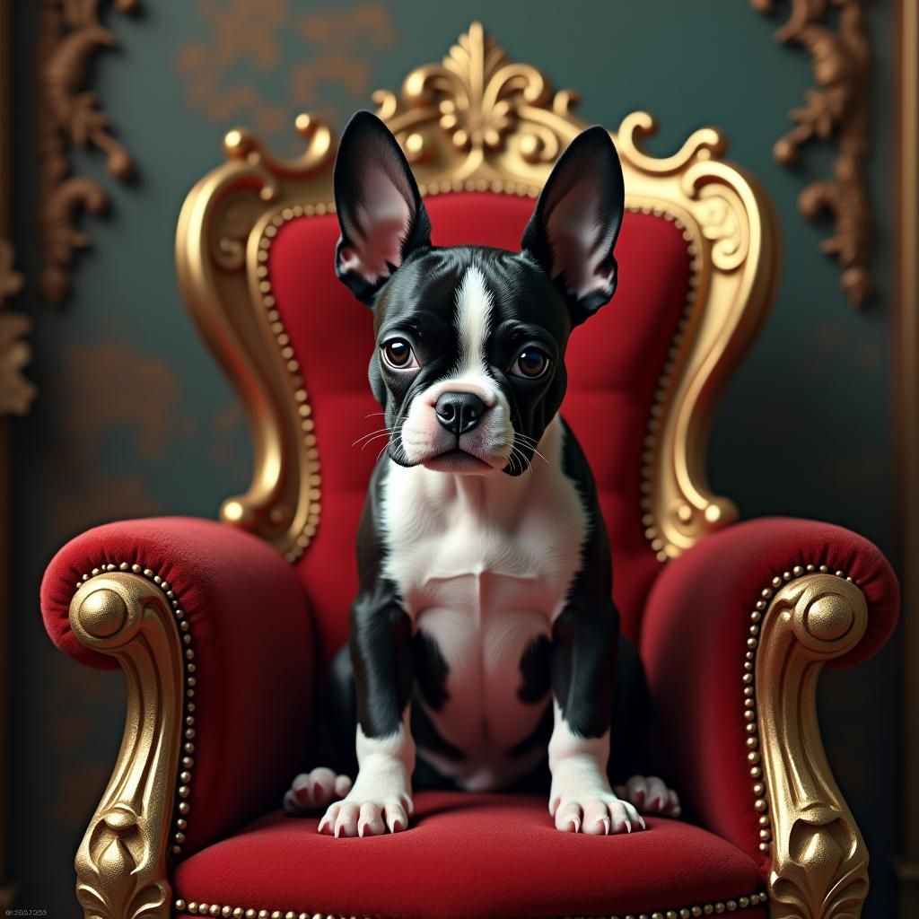 Boston Terrier Puppy in Fairy-Tale Setting
