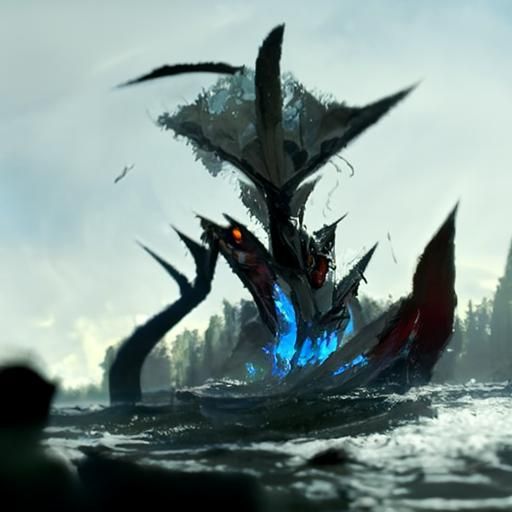 Sinister Gyarados Illustration in Dark Fantasy Style