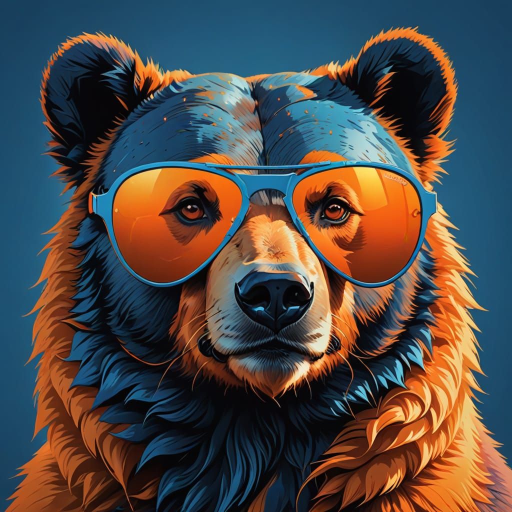 Bold Pop Art Bear in Aviator Sunglasses