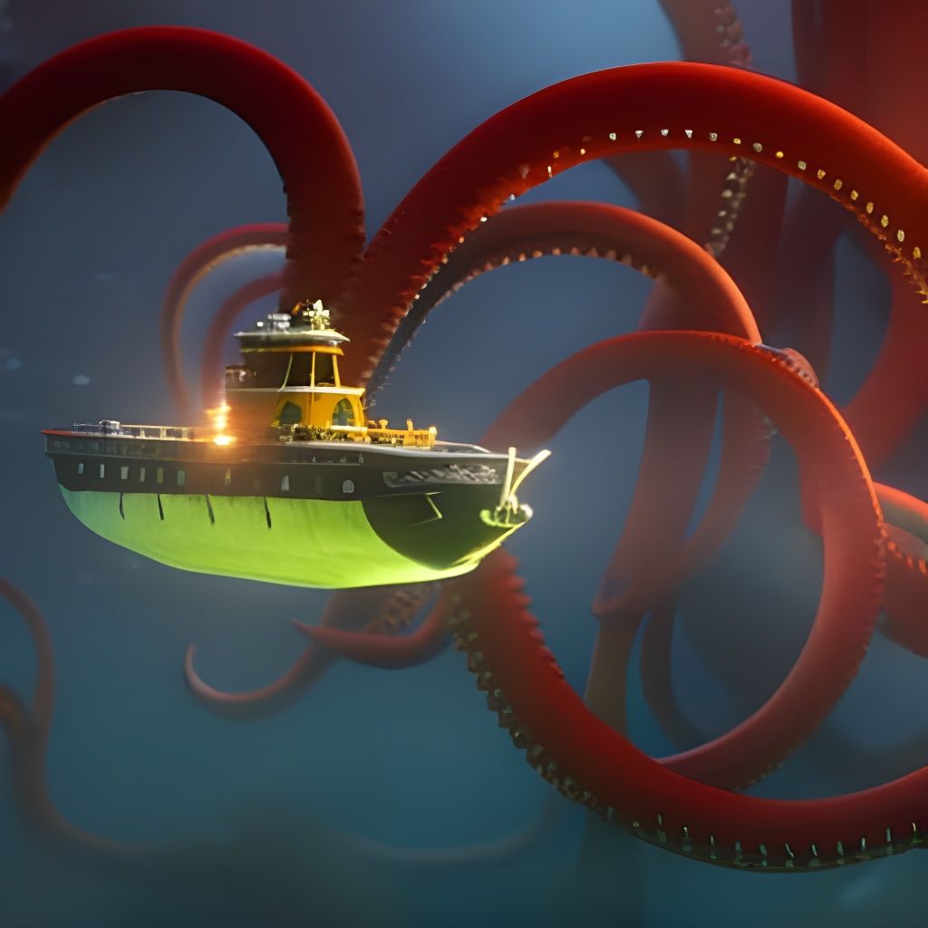 submarine hunted by tentacle monster (D)