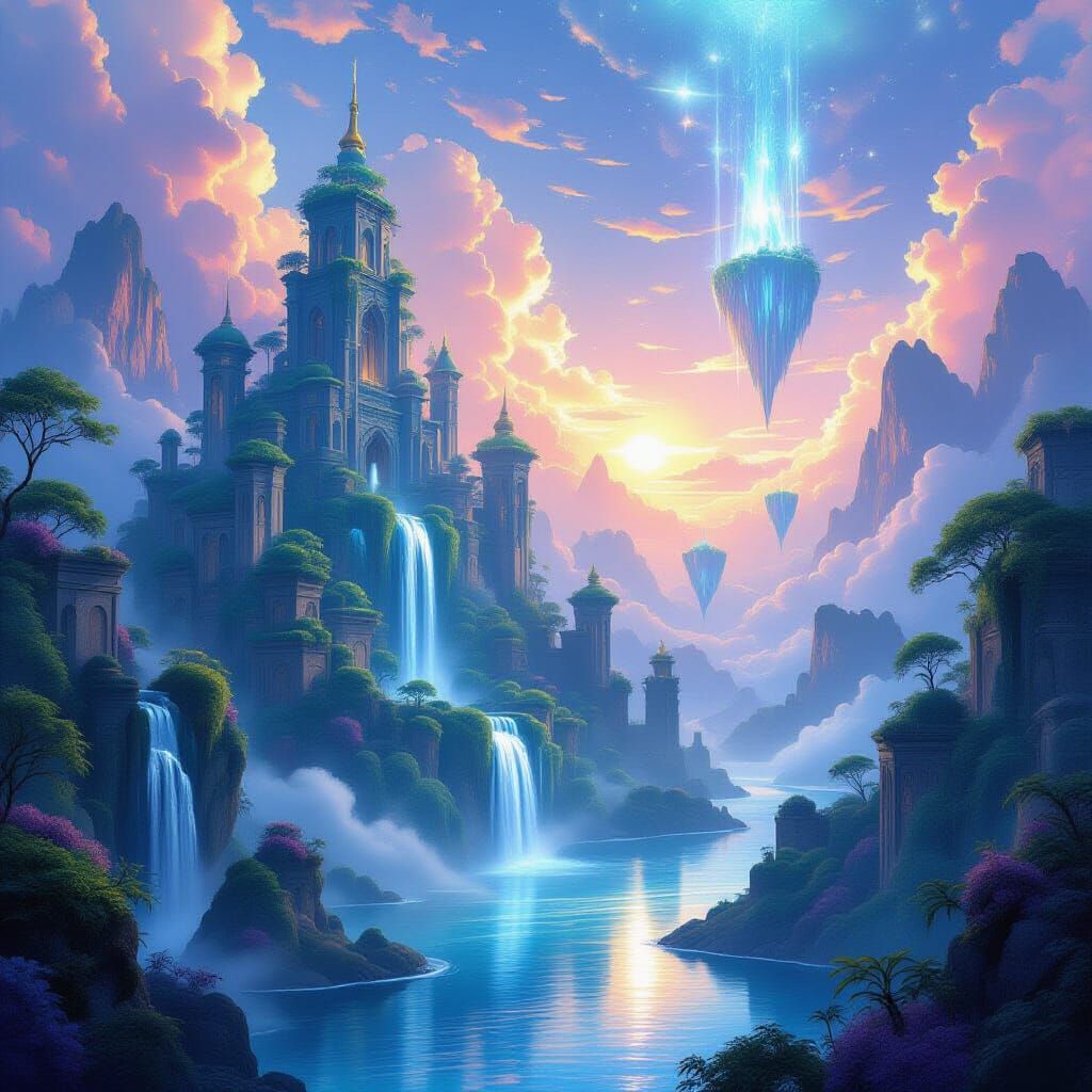 Mystical Island Paradise with Floating Islands