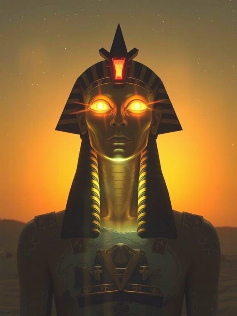 Ethereal Astral Alien in a Dystopian Egyptian Hologram
