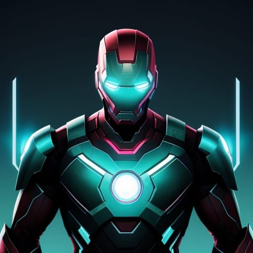 Vibrant Ironman Concept Art in Neon Accents