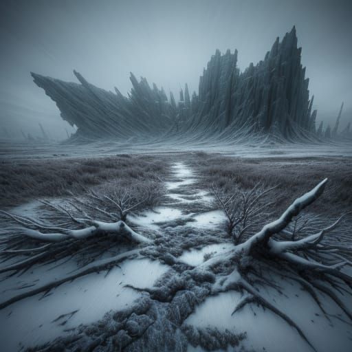 Frozen Wasteland Concept Art Eerie Twilight Glow