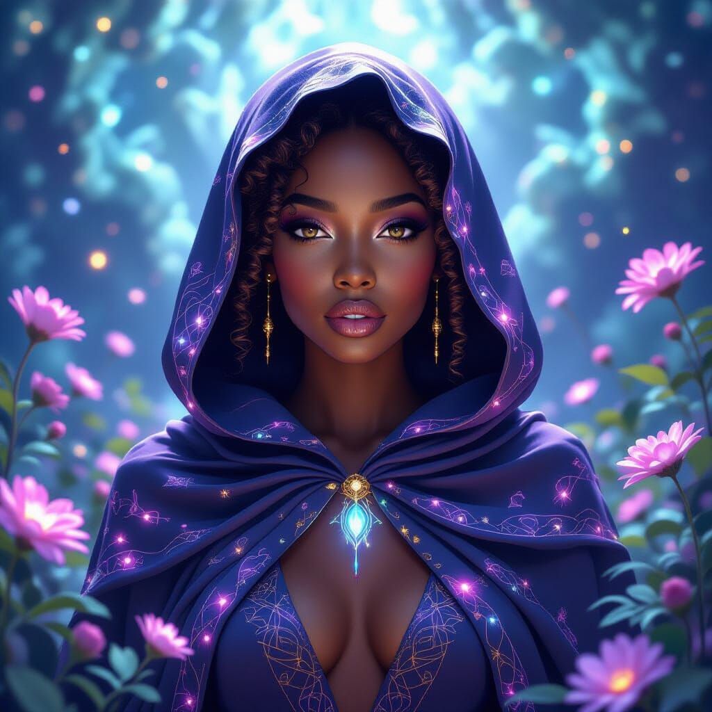 Bioluminescent Bride in Surreal Celestial Realm