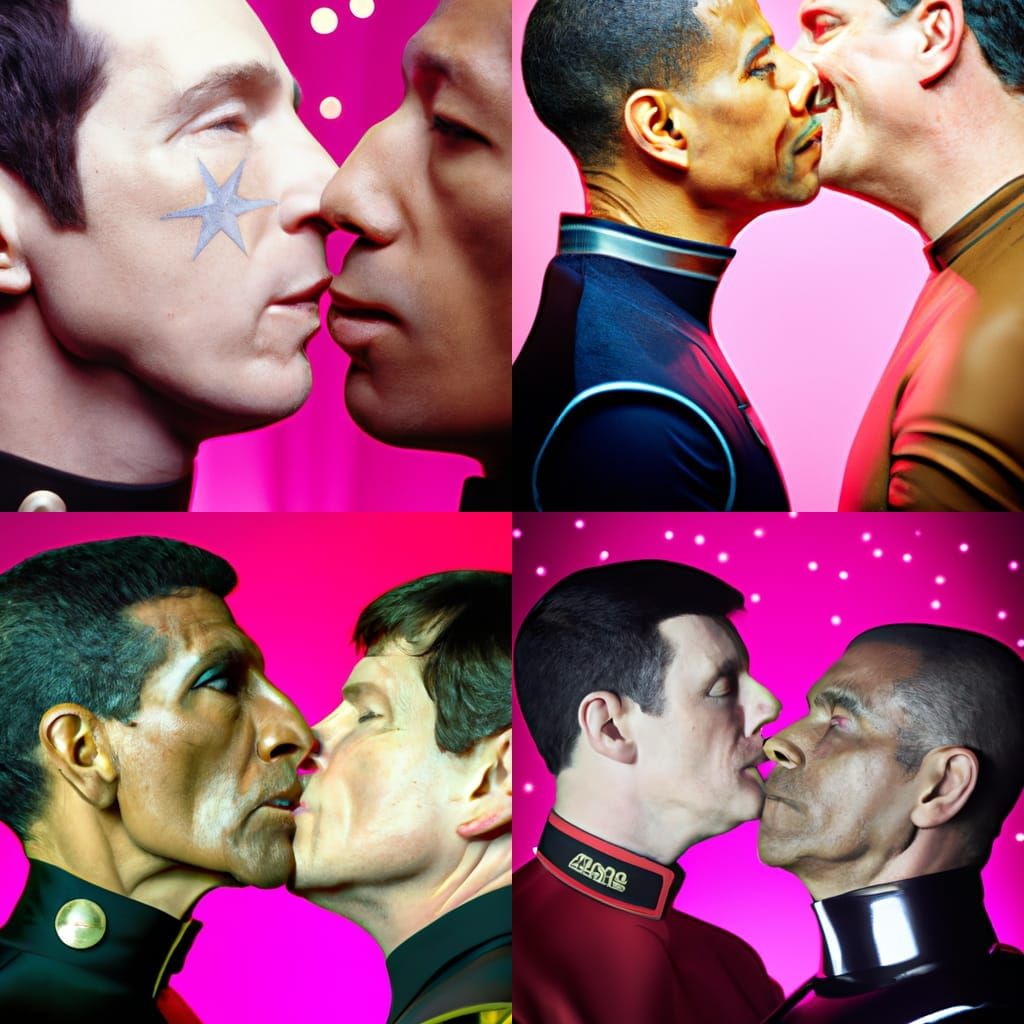 Spock Kissing Man at Party, Professional Portrait
