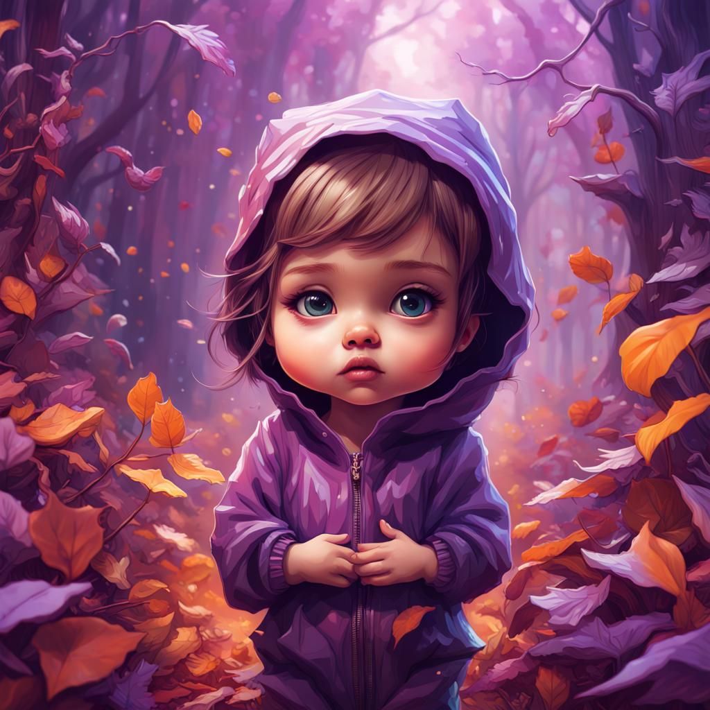 Chibi Baby Girl in Maximalist Fairytale Style