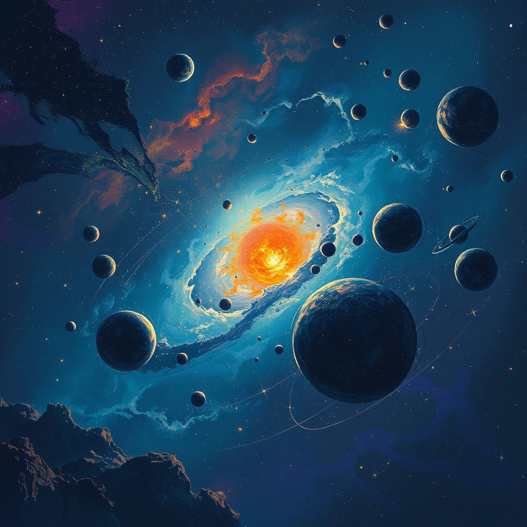 Galaxy in Disarray: Cosmic Collapse in Digital Art