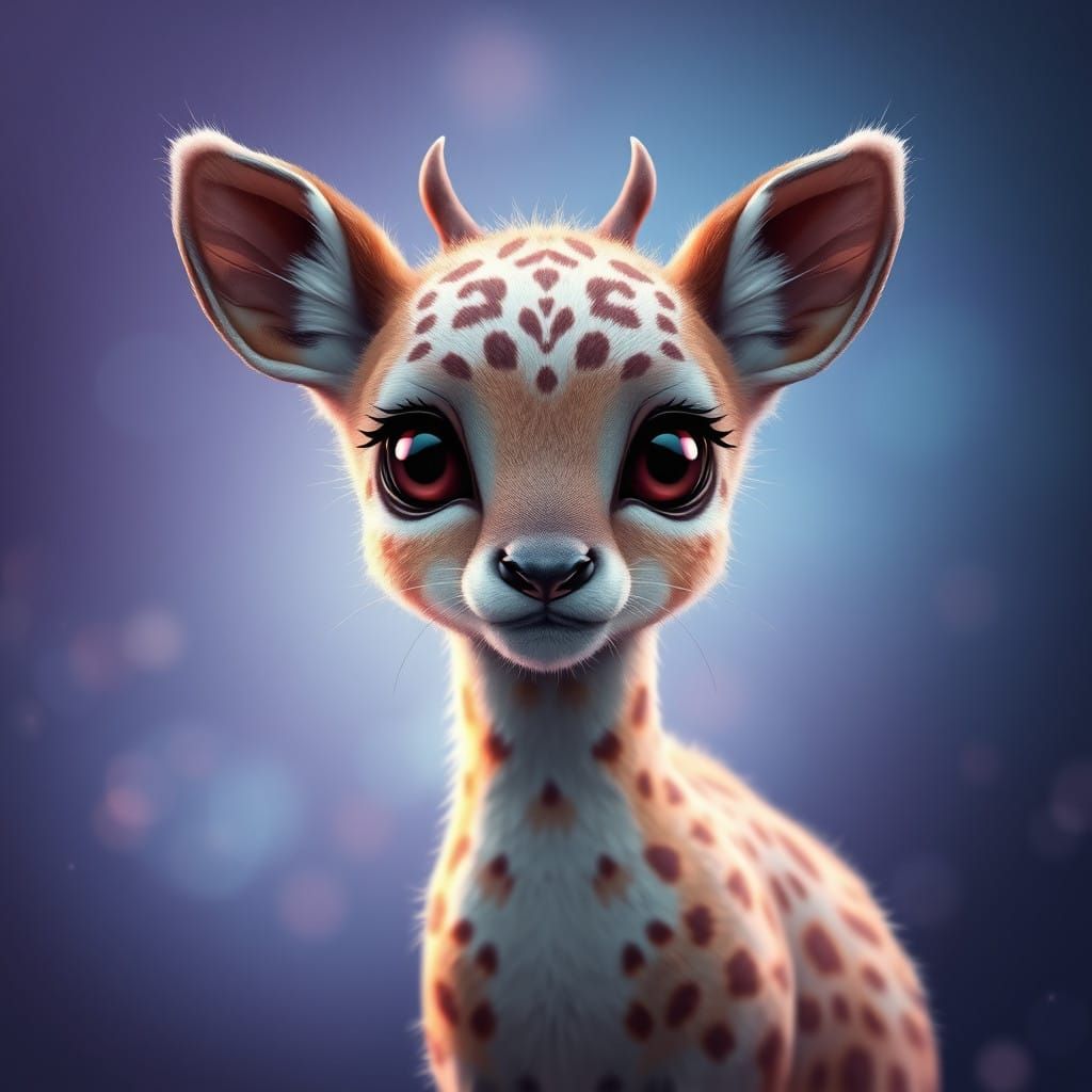Majestic Fantastical Fawn in Vibrant Gradient Background