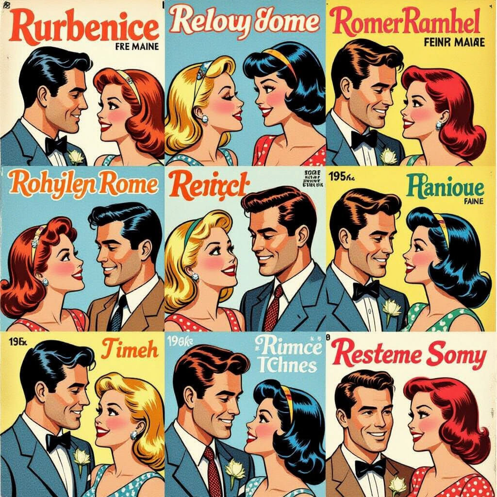 1960s Romance Comic Couples Collage