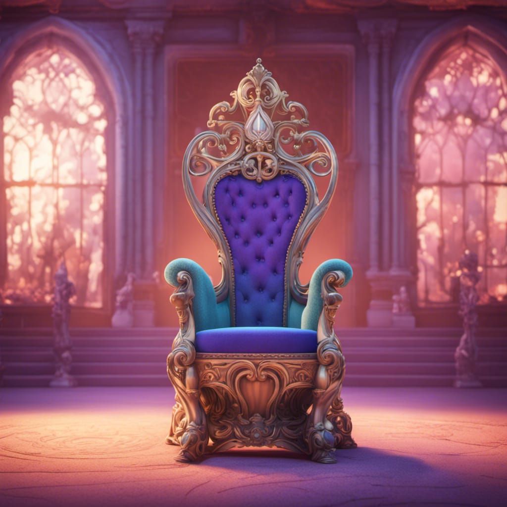 Princess with Crown on Throne: 3D Digital Art