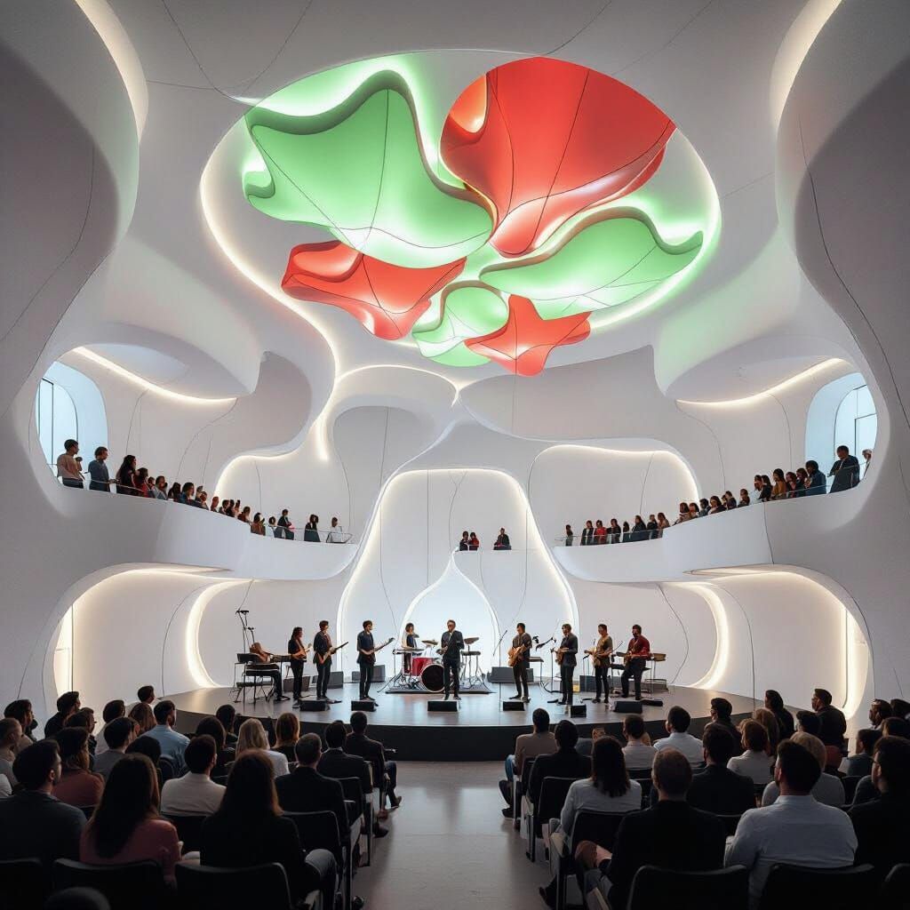 Ultramodern Auditorium with Woven Walls and Organic Design