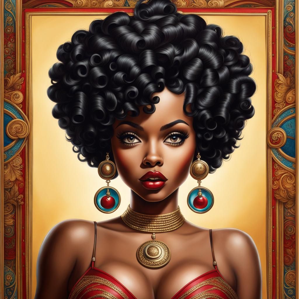 Afrocentric Betty Boop in Hyperrealistic Style