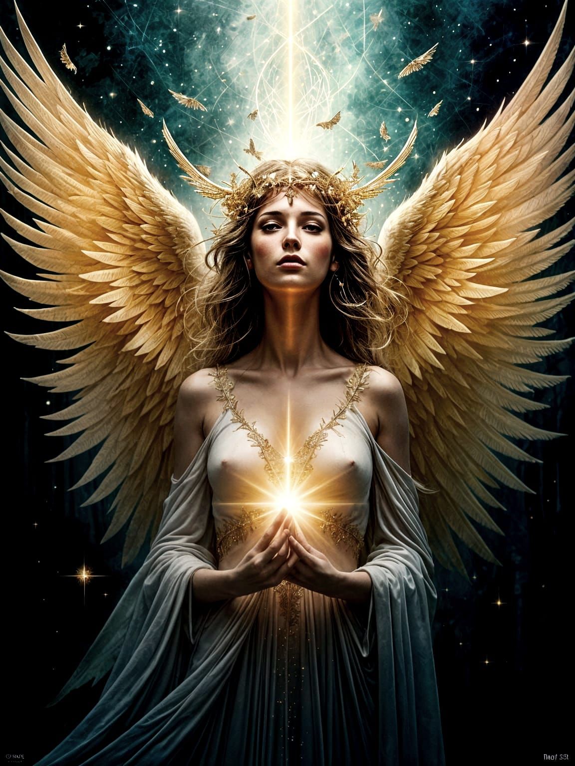 Divine Fallen Angels in Ethereal Digital Painting