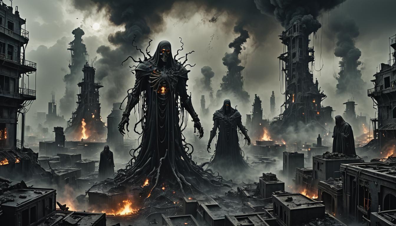 Ethereal Ghosts in Post-Apocalyptic Cityscape