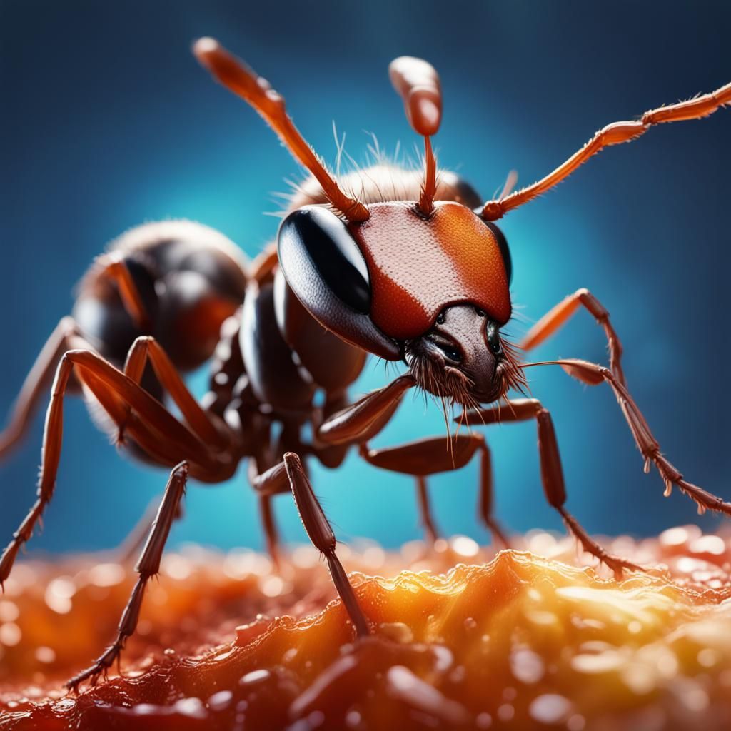 Hyperrealistic Ant in Splash Art Style