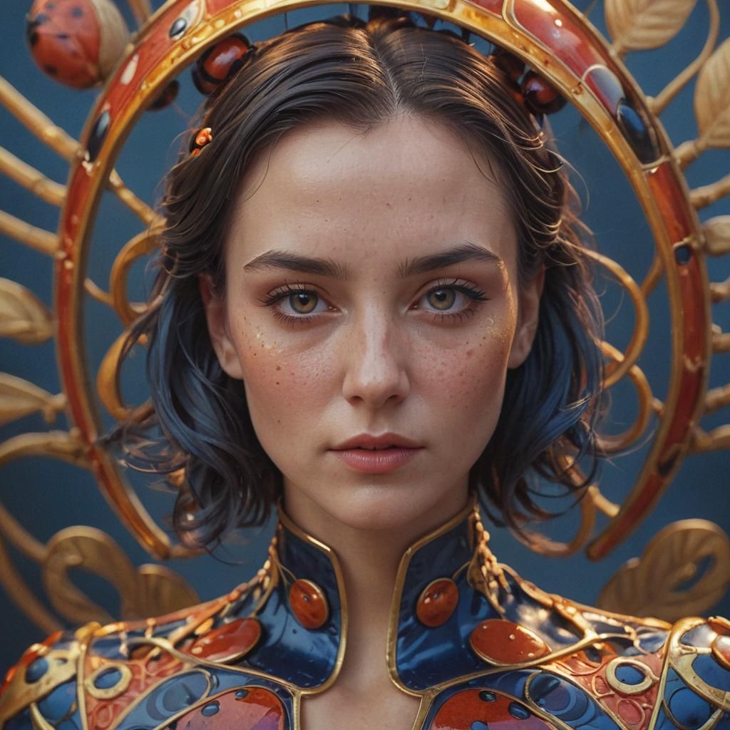 Ladybug Fashion Portrait in Art Nouveau Style