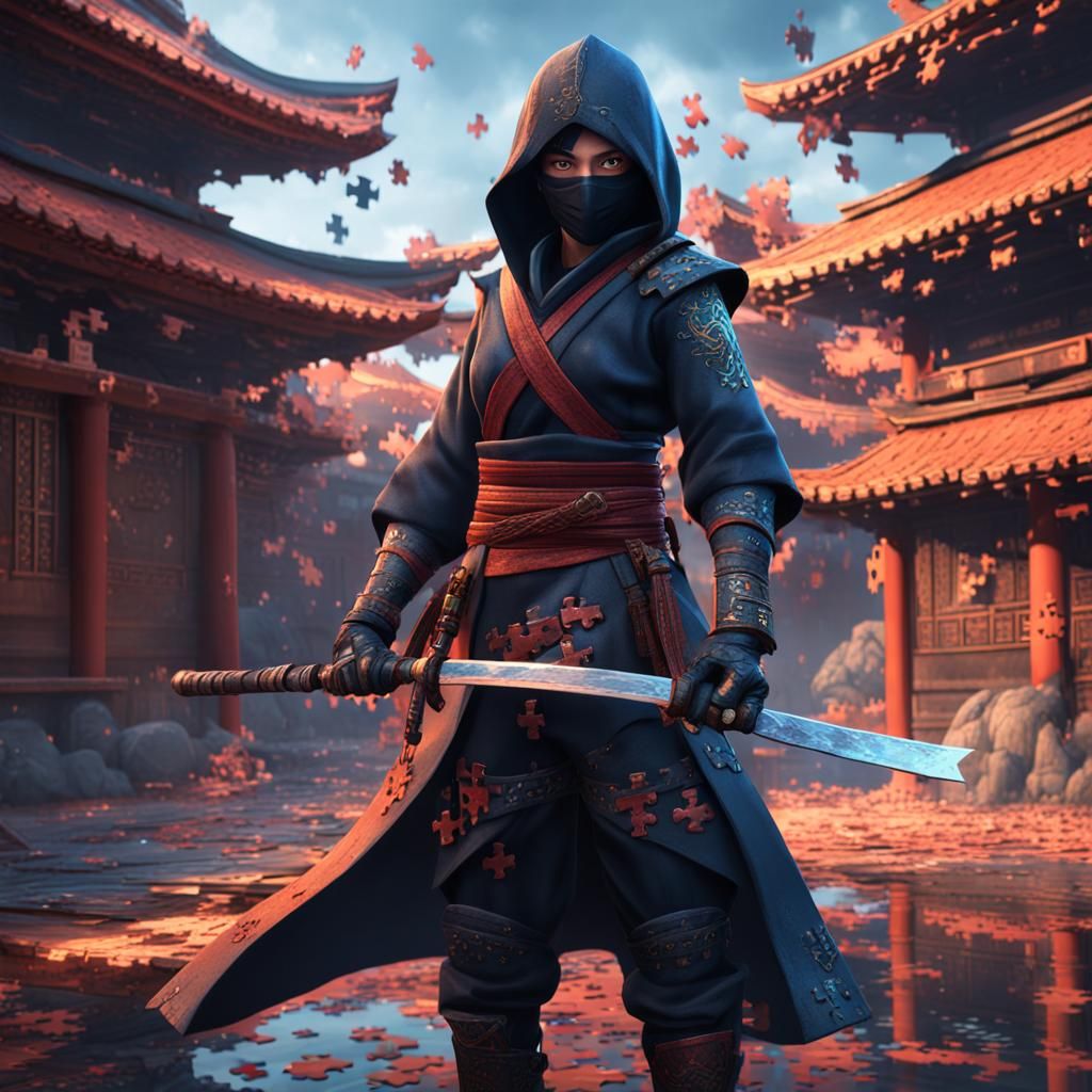 Puzzle Piece Ninja in Detailed Matte Painting