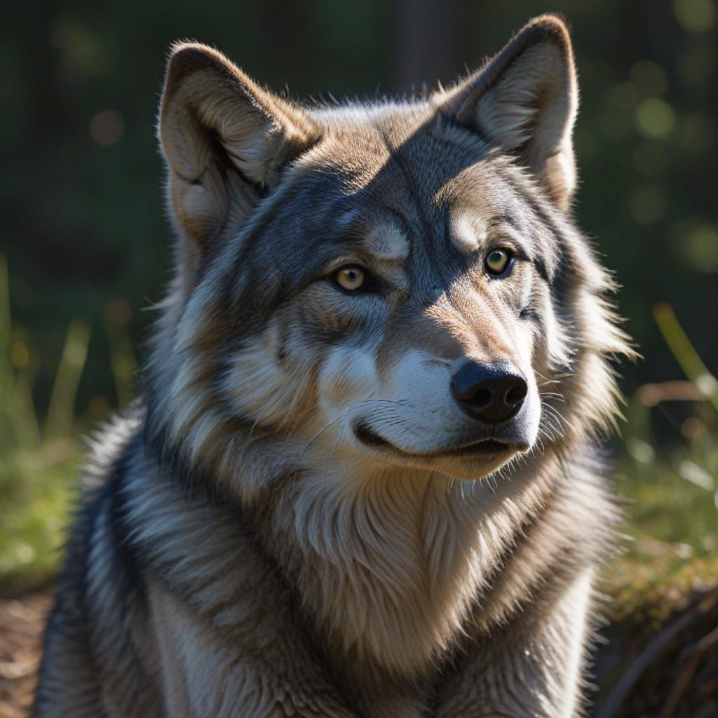 Majestic Wolf Portrait in a Wilderness Setting