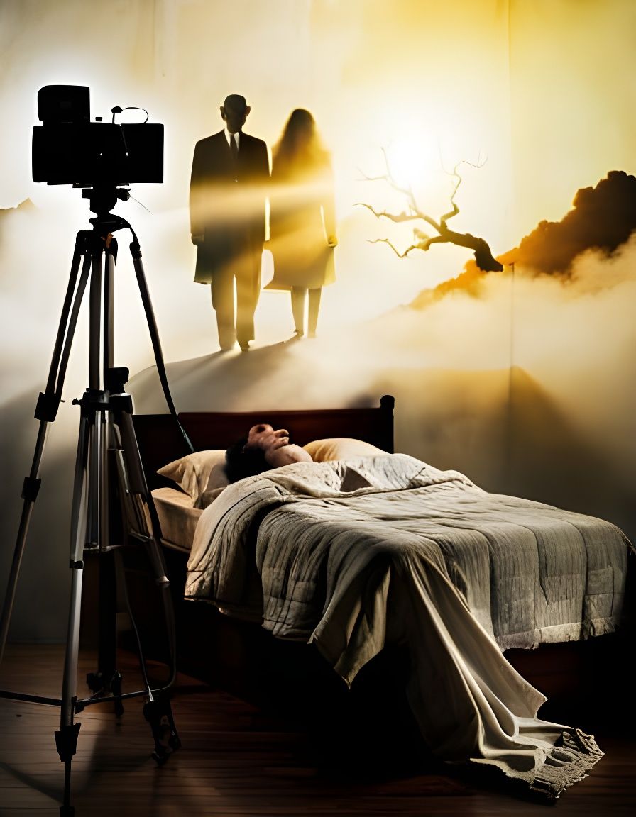 Nightmarish Deathbed Surreal Abstract Art in Mixed Media