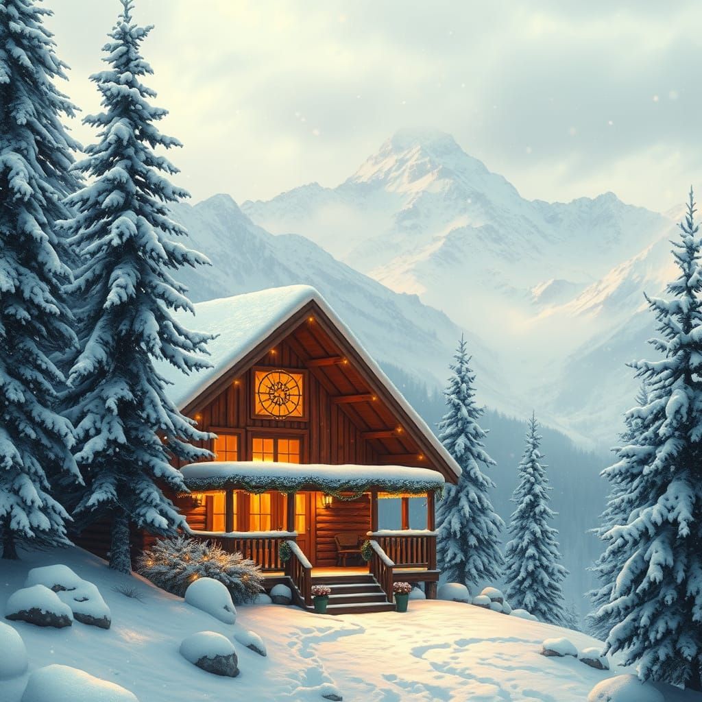 Cozy Christmas Cabin in Snowy Nordic Mountains